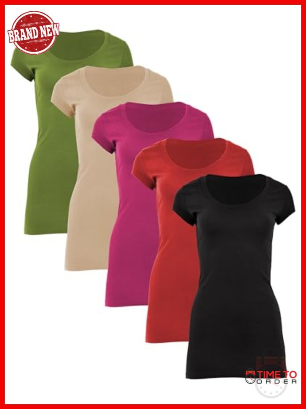 Cotton Blend Stretch Scoop Neck Short Sleeve Extra Long Tunic T-Shirt